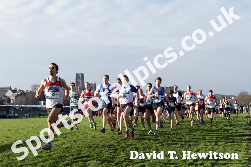 Start of the 2013 Durham Cathedral Relays senior mens race.